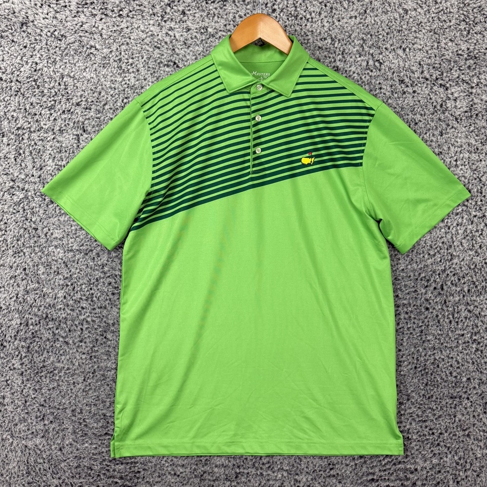 Masters Tech Golf Shirt Mens Medium Green Polo Performance Augusta National M